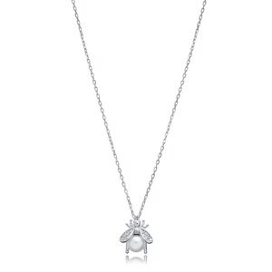 🔥 Price Dropped! 🐝 Bee Design Pearl Charm Necklace - 925 Sterling Silver